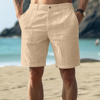 Homme Short Chino Taille Haute avec Poches Latérales et Fermeture Bouton