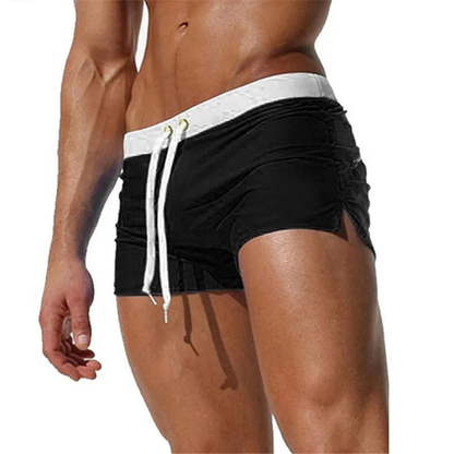 Homme Short de Bain Ajusté avec Cordon Réglable et Ceinture Contrastée