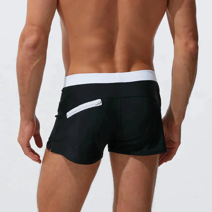 Homme Short de Bain Slim avec Cordon de Serrage et Ceinture Contrastée