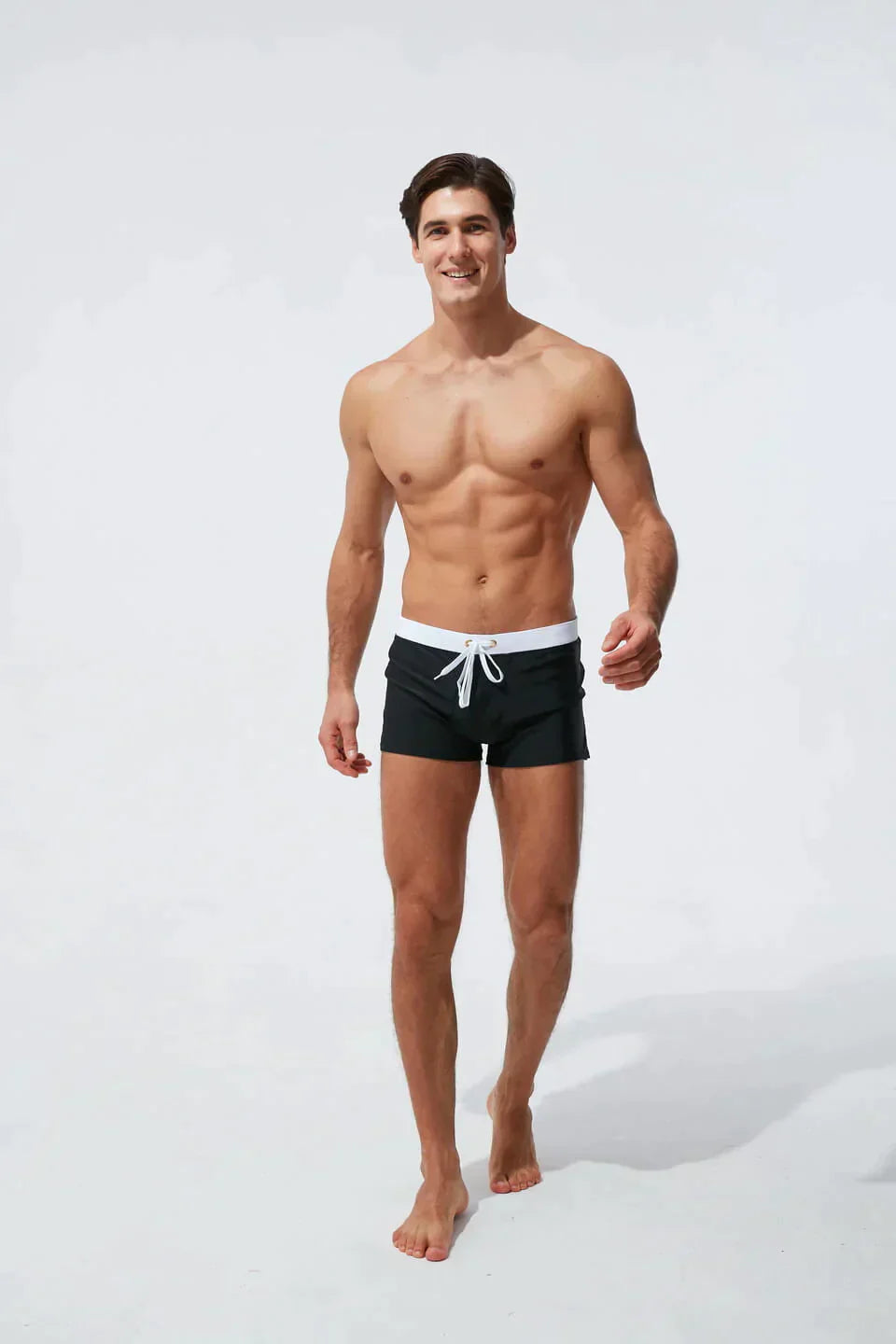 Homme Short de Bain Slim avec Cordon de Serrage et Ceinture Contrastée