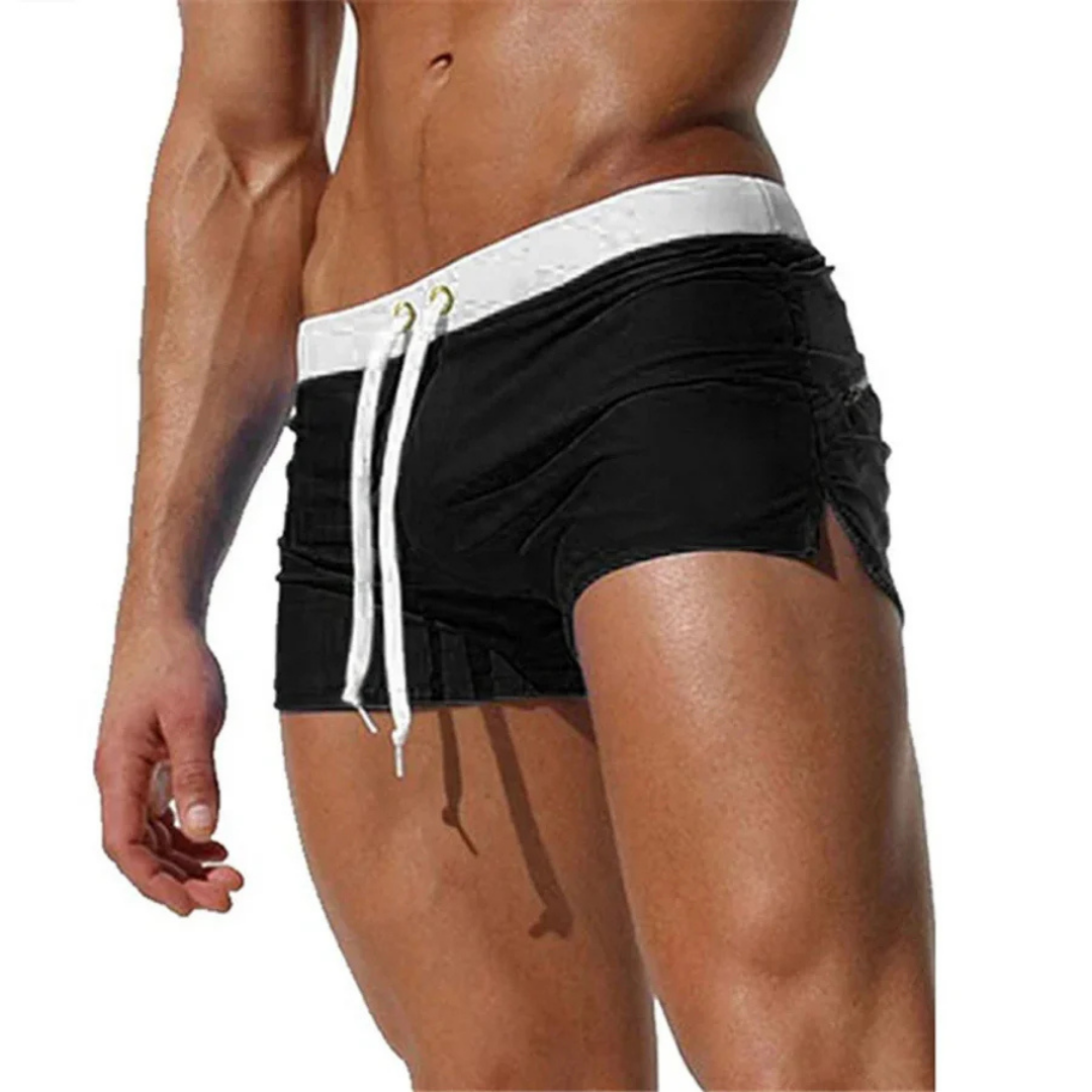 Homme Short de Bain Slim avec Cordon de Serrage et Ceinture Contrastée
