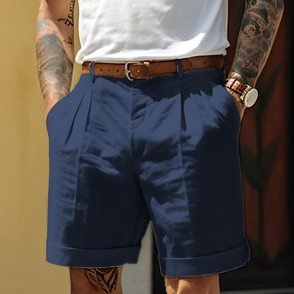 Homme Short Habillé à Plis avec Revers