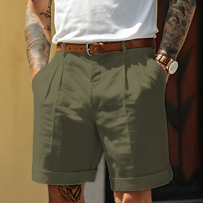 Homme Short Habillé à Plis avec Revers