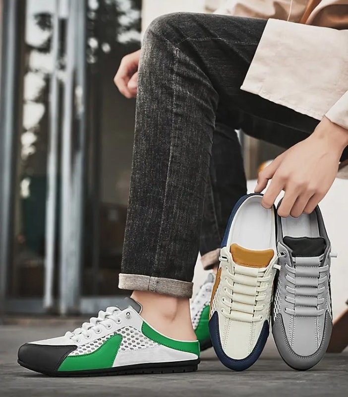 Homme Sneakers sans Talon à Lacets avec Bout Fermé et Semelle Profilée