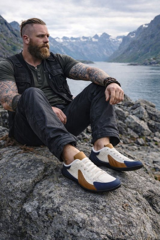Homme Sneakers sans Talon à Lacets avec Bout Fermé et Semelle Profilée