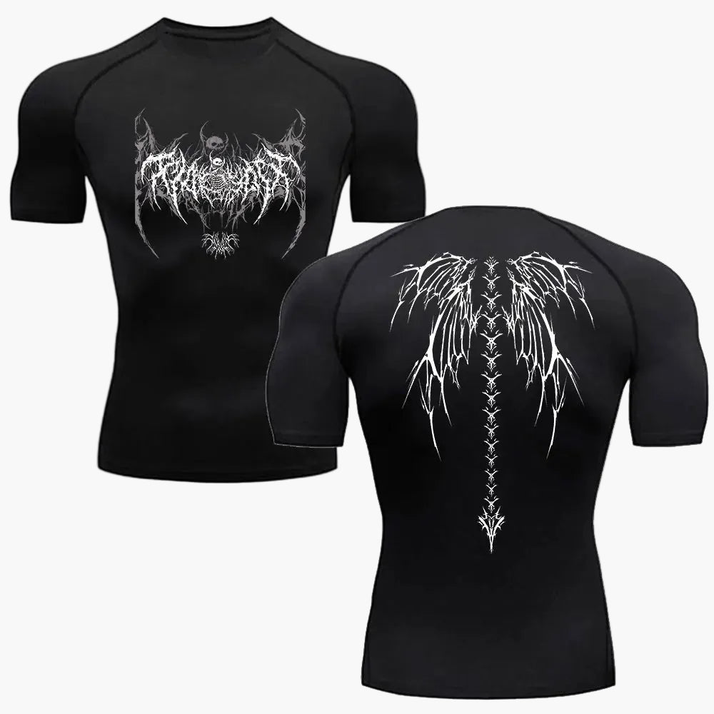 Homme T-shirt de Compression Manches Courtes avec Imprimé Tribal Style Metal