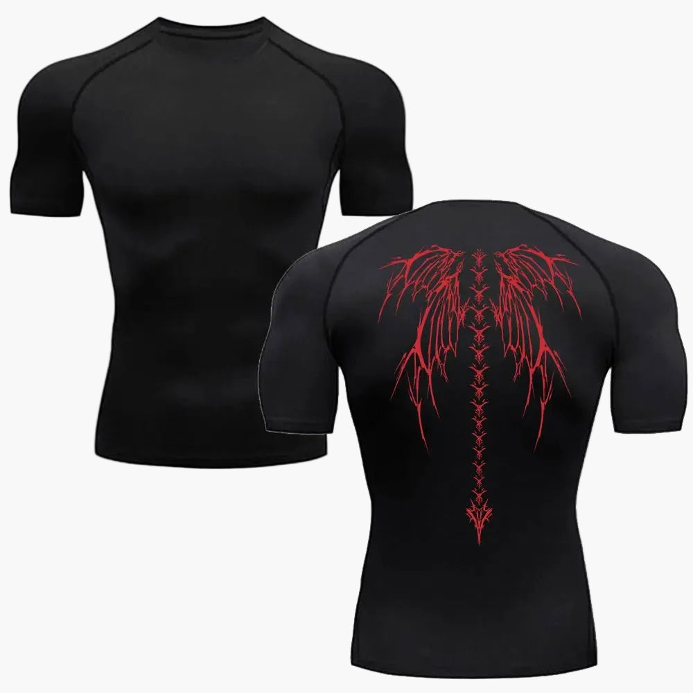 Homme T-shirt de Compression Manches Courtes avec Imprimé Tribal Style Metal