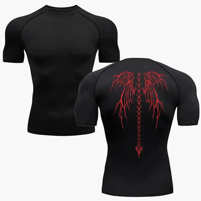 Homme T-shirt de Compression Manches Courtes avec Imprimé Tribal Style Metal