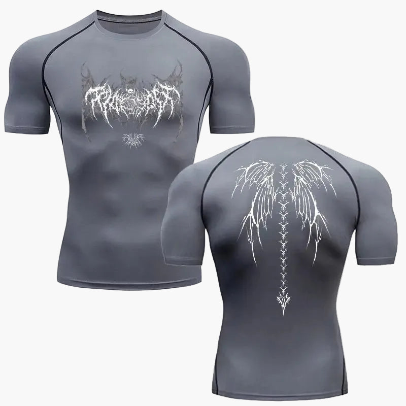 Homme T-shirt de Compression Manches Courtes avec Imprimé Tribal Style Metal