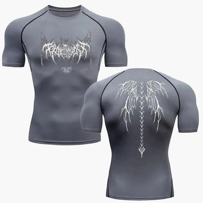 Homme T-shirt de Compression Manches Courtes avec Imprimé Tribal Style Metal