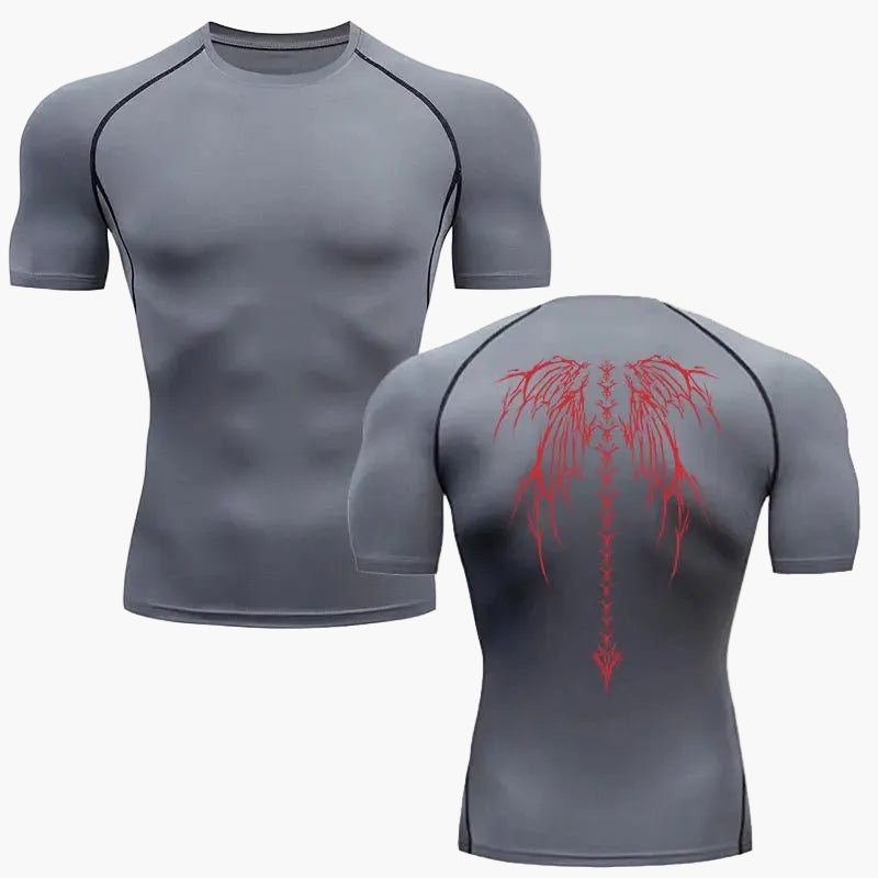 Homme T-shirt de Compression Manches Courtes avec Imprimé Tribal Style Metal