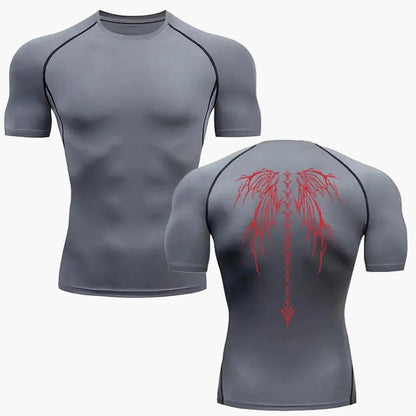 Homme T-shirt de Compression Manches Courtes avec Imprimé Tribal Style Metal