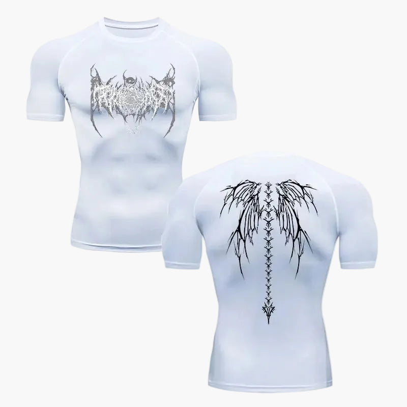 Homme T-shirt de Compression Manches Courtes avec Imprimé Tribal Style Metal