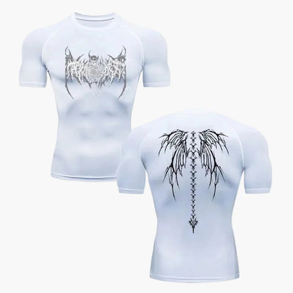 Homme T-shirt de Compression Manches Courtes avec Imprimé Tribal Style Metal