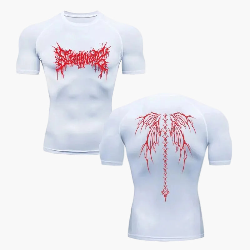 Homme T-shirt de Compression Manches Courtes avec Imprimé Tribal Style Metal