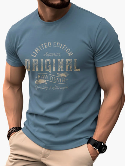 Homme T-Shirt Manches Courtes Col Rond avec Imprimé Vintage