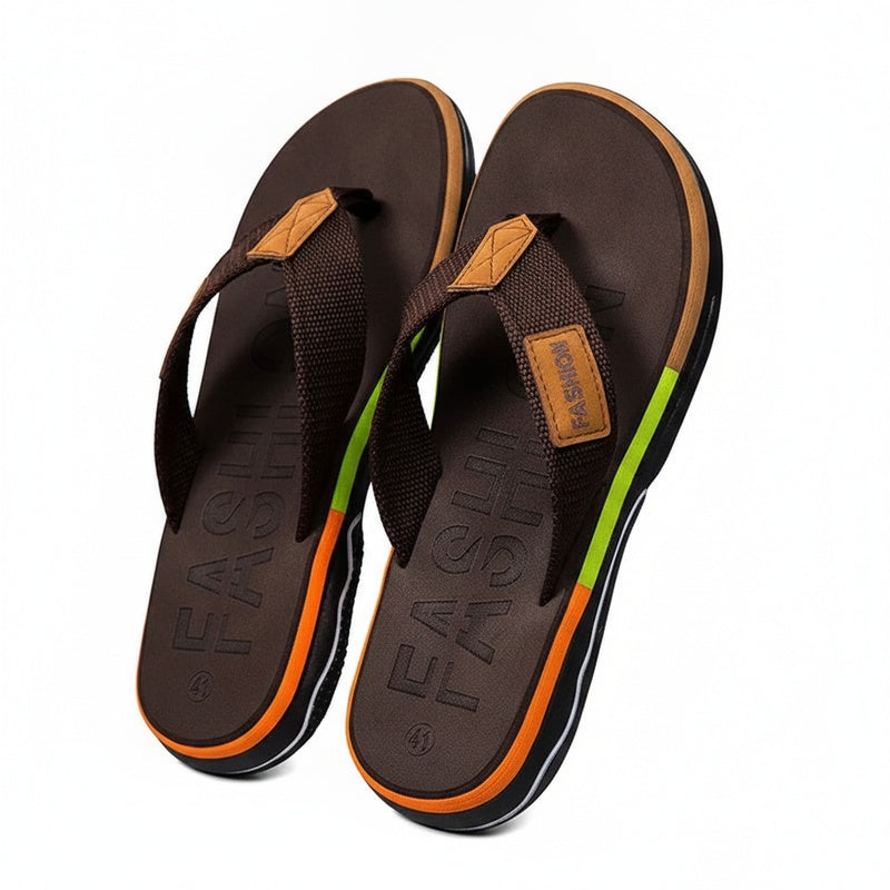 Homme Tongs à Lanières Multicolores avec Semelle Antidérapante