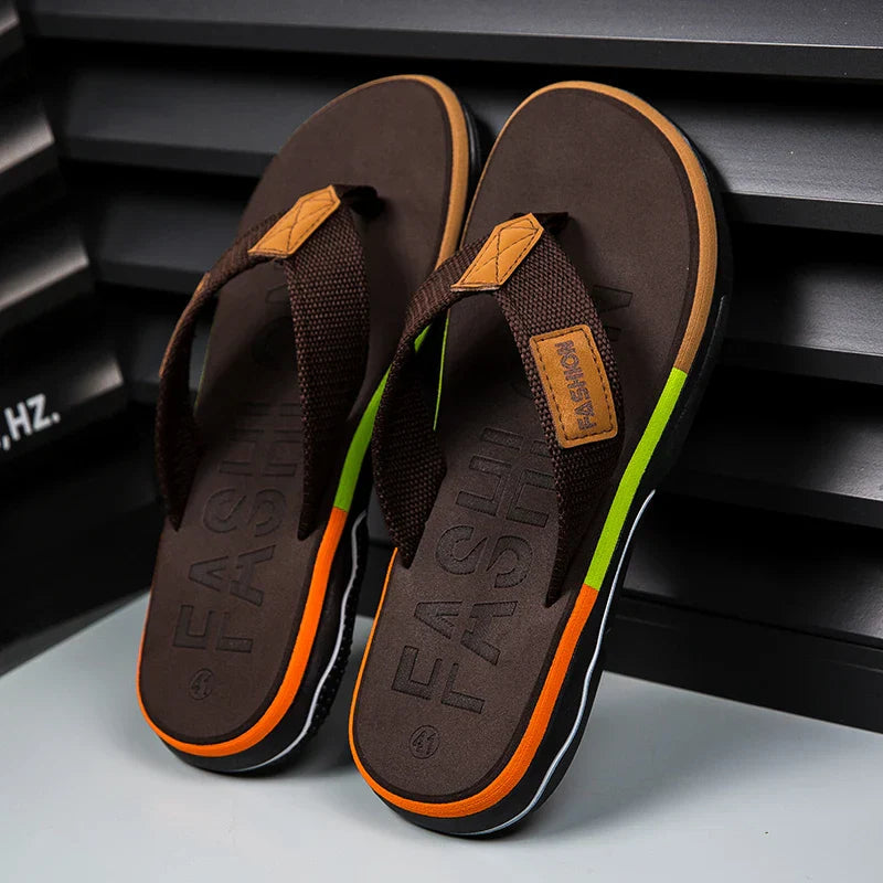 Homme Tongs à Lanières Multicolores avec Semelle Antidérapante