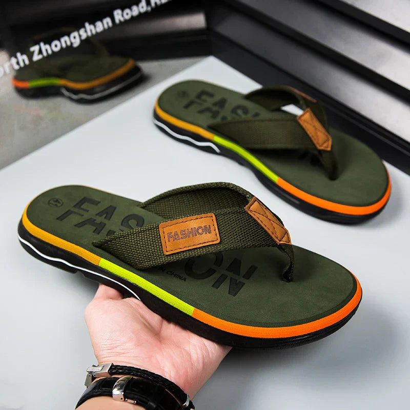 Homme Tongs à Lanières Multicolores avec Semelle Antidérapante