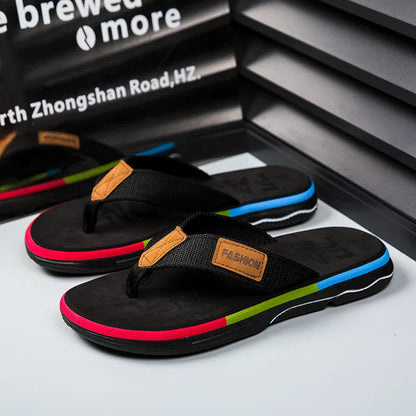 Homme Tongs à Lanières Multicolores avec Semelle Antidérapante