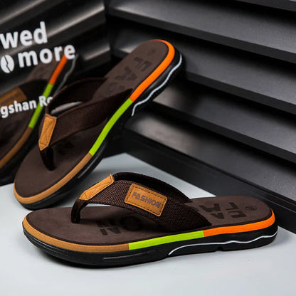 Homme Tongs à Lanières Multicolores avec Semelle Antidérapante