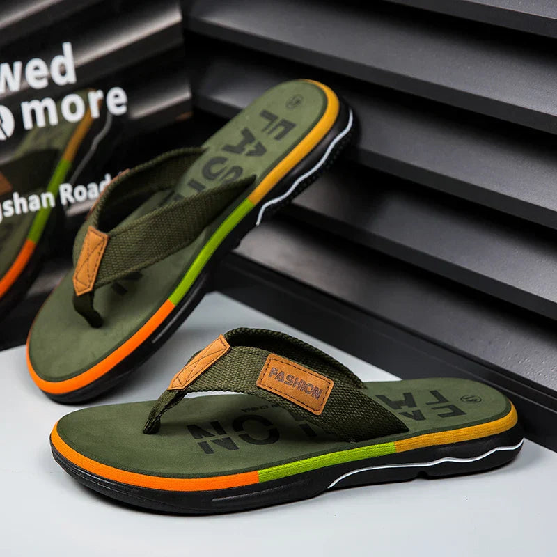 Homme Tongs à Lanières Multicolores avec Semelle Antidérapante