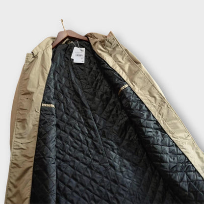 Homme Trench-coat mi-long Coupe Ajustée avec Doublure Matelassée et Fermeture Boutonnée