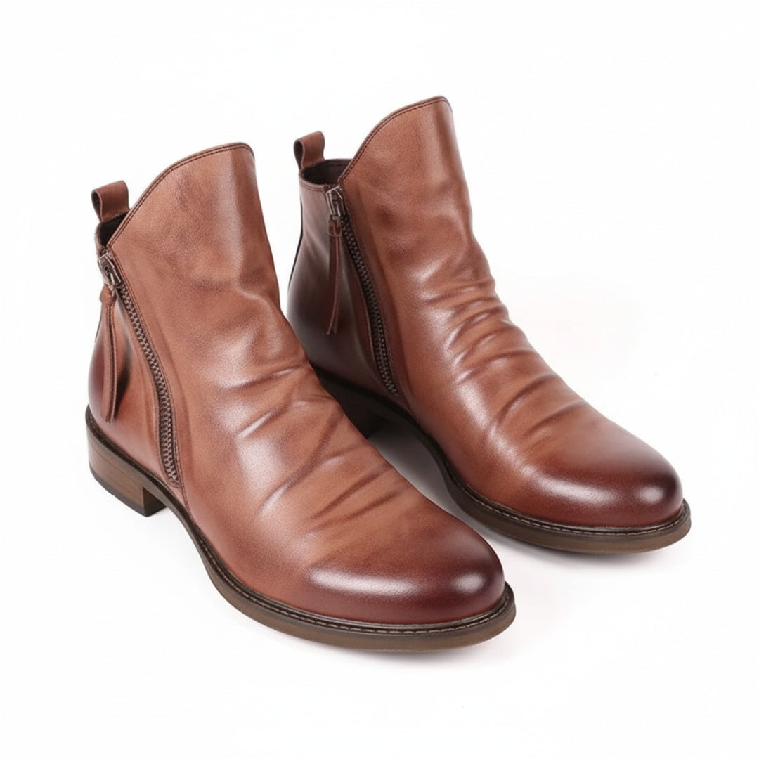 Men's Ankle Boots with Side Zip and Ruched Faux Leather Look