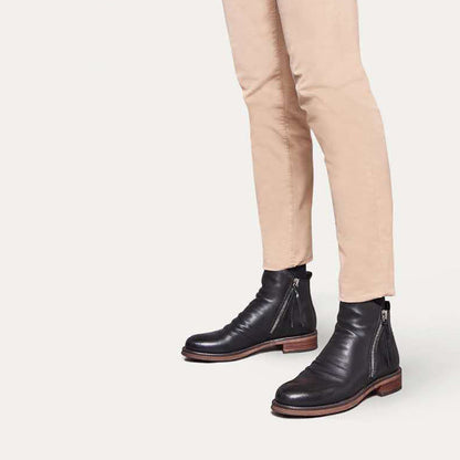 Men's Ankle Boots with Side Zip and Ruched Faux Leather Look