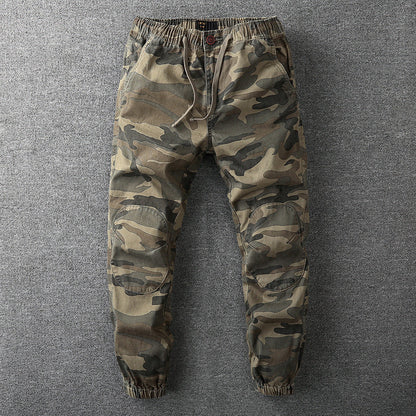 Men's Camouflage Cargo Pants with Elastic Waist and Tapered Ankles - 2