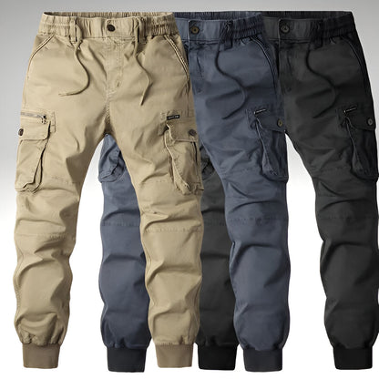 Men's Cargo Joggers with Drawstring Waist and Ribbed Cuffs