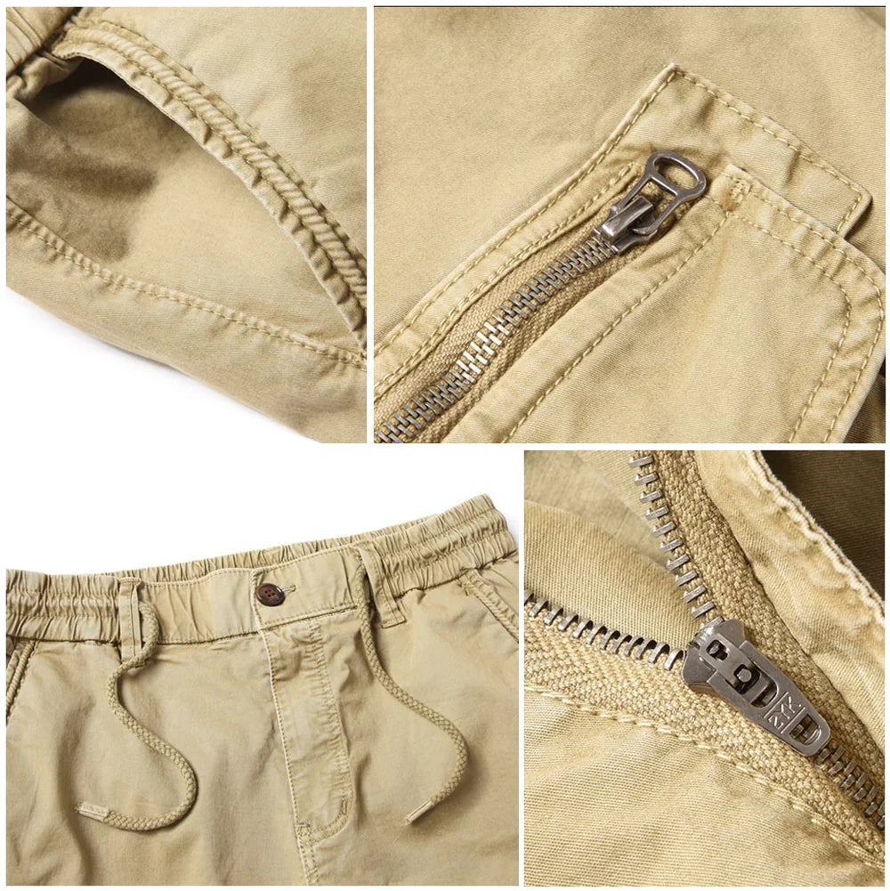 Men's Cargo Joggers with Drawstring Waist and Ribbed Cuffs