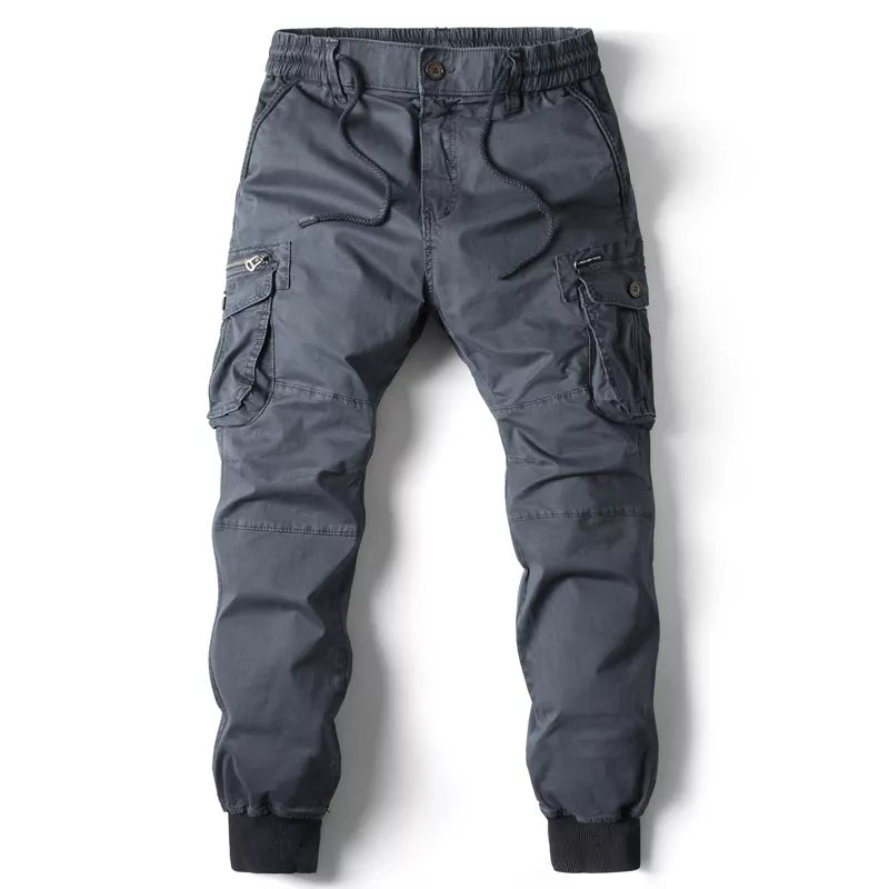 Men's Cargo Joggers with Drawstring Waist and Ribbed Cuffs