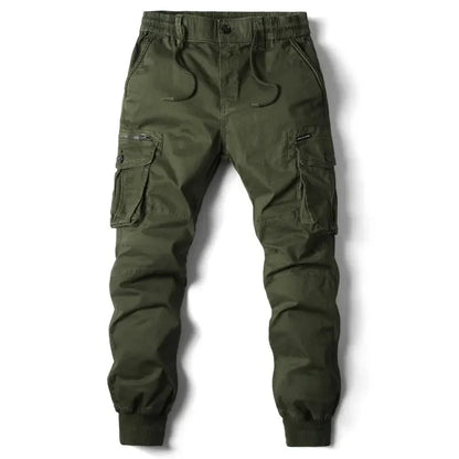 Men's Cargo Joggers with Drawstring Waist and Ribbed Cuffs