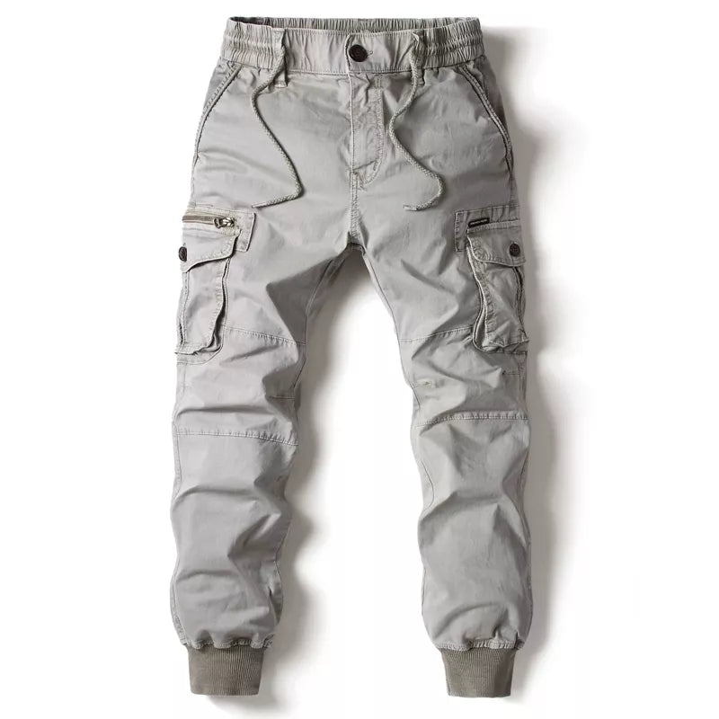 Men's Cargo Joggers with Drawstring Waist and Ribbed Cuffs