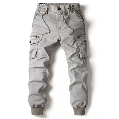 Men's Cargo Joggers with Drawstring Waist and Ribbed Cuffs