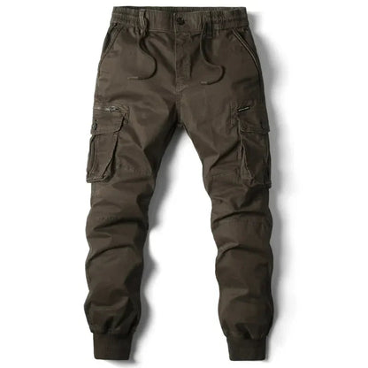 Men's Cargo Joggers with Drawstring Waist and Ribbed Cuffs