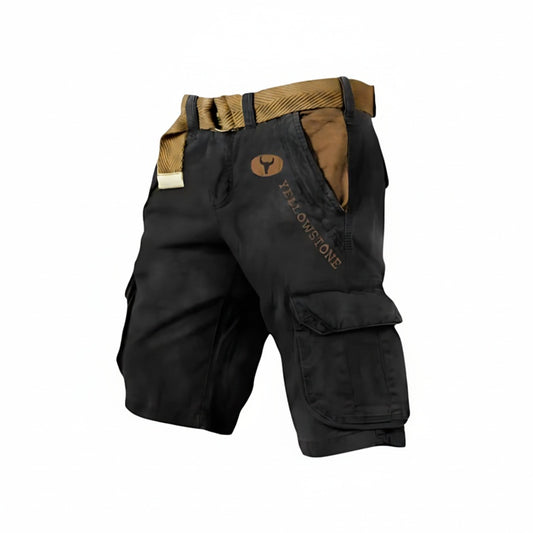 Men's Cargo Shorts with Multiple Pockets and Belt - 1
