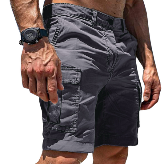 Men's Cargo Utility Shorts with Side Pockets and Belt - 1