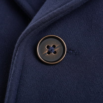 Men's Double-Breasted Pea Coat with Peaked Lapels and Hip Pockets
