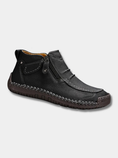 Men's Faux Leather Ankle Boots with Side Zip and Orthopedic Sole