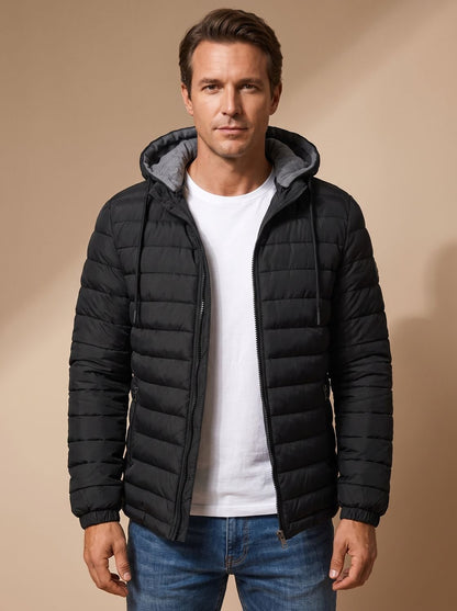 Men's Lightweight Quilted Puffer Jacket with Hood