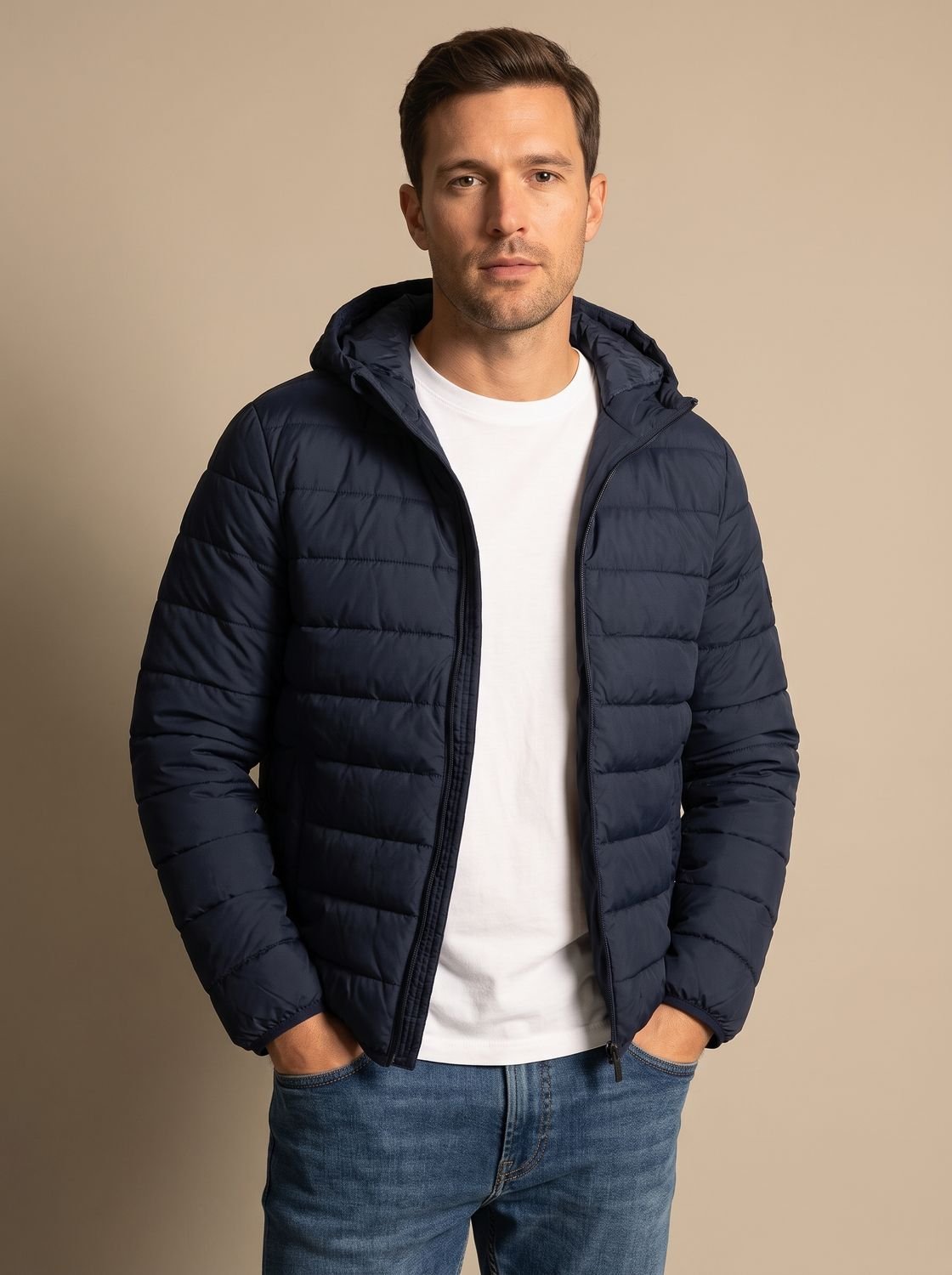 Men's Lightweight Quilted Puffer Jacket with Hood