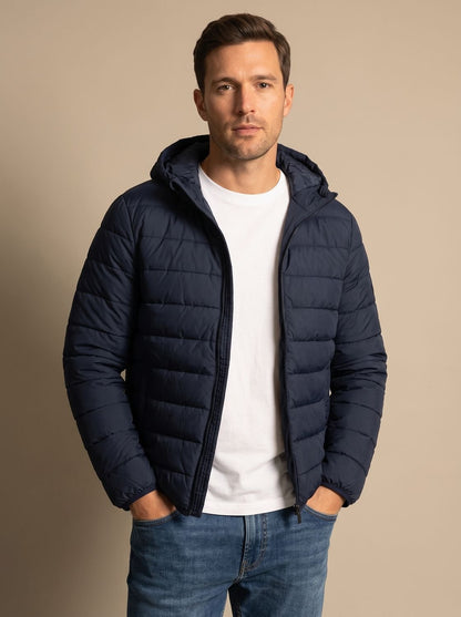 Men's Lightweight Quilted Puffer Jacket with Hood