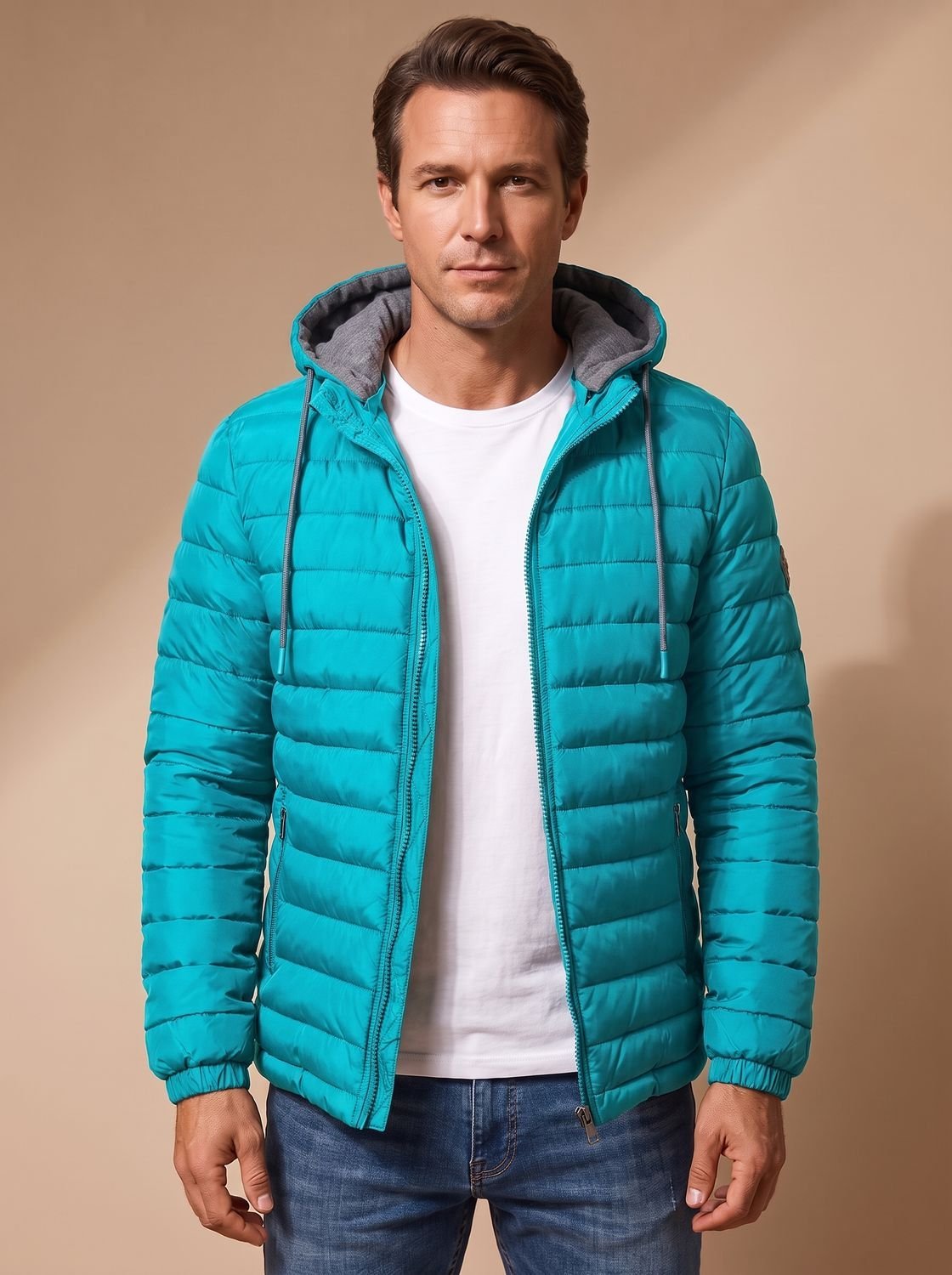 Men's Lightweight Quilted Puffer Jacket with Hood