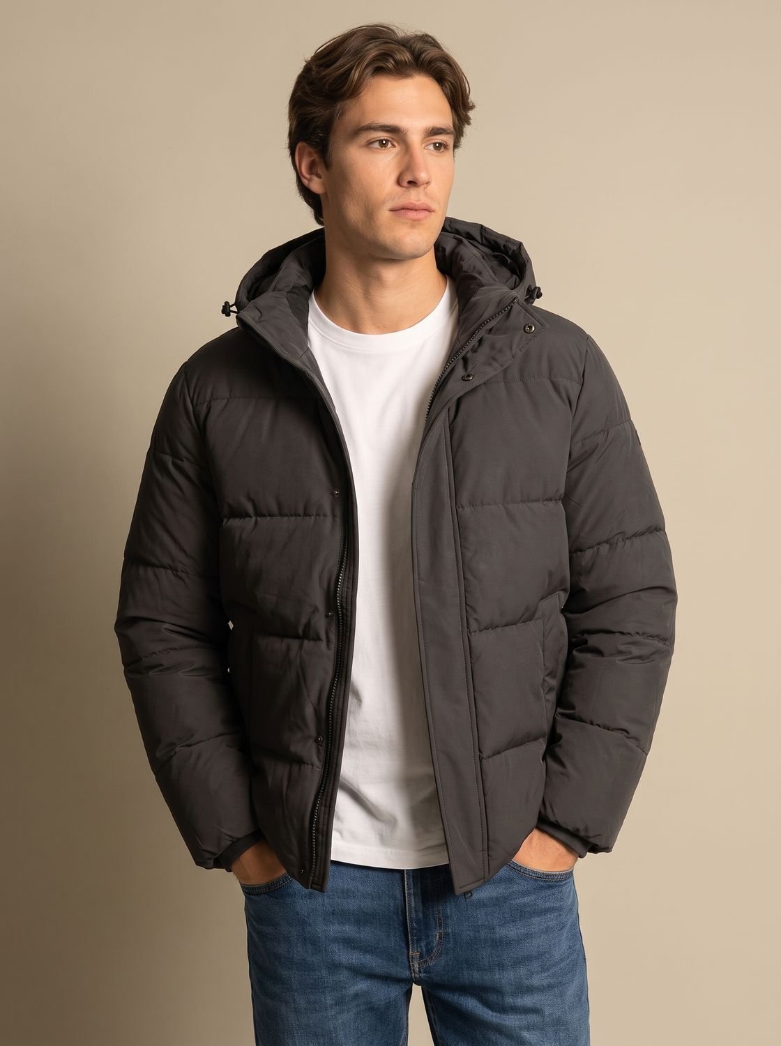 Men's Lightweight Quilted Puffer Jacket with Hood