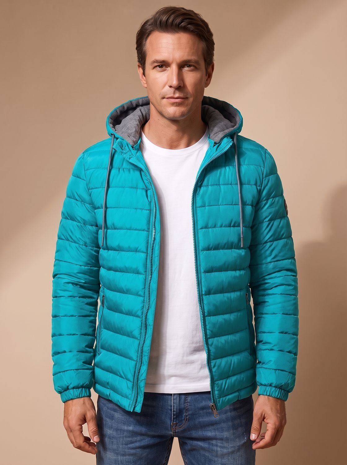 Men's Lightweight Quilted Puffer Jacket with Hood