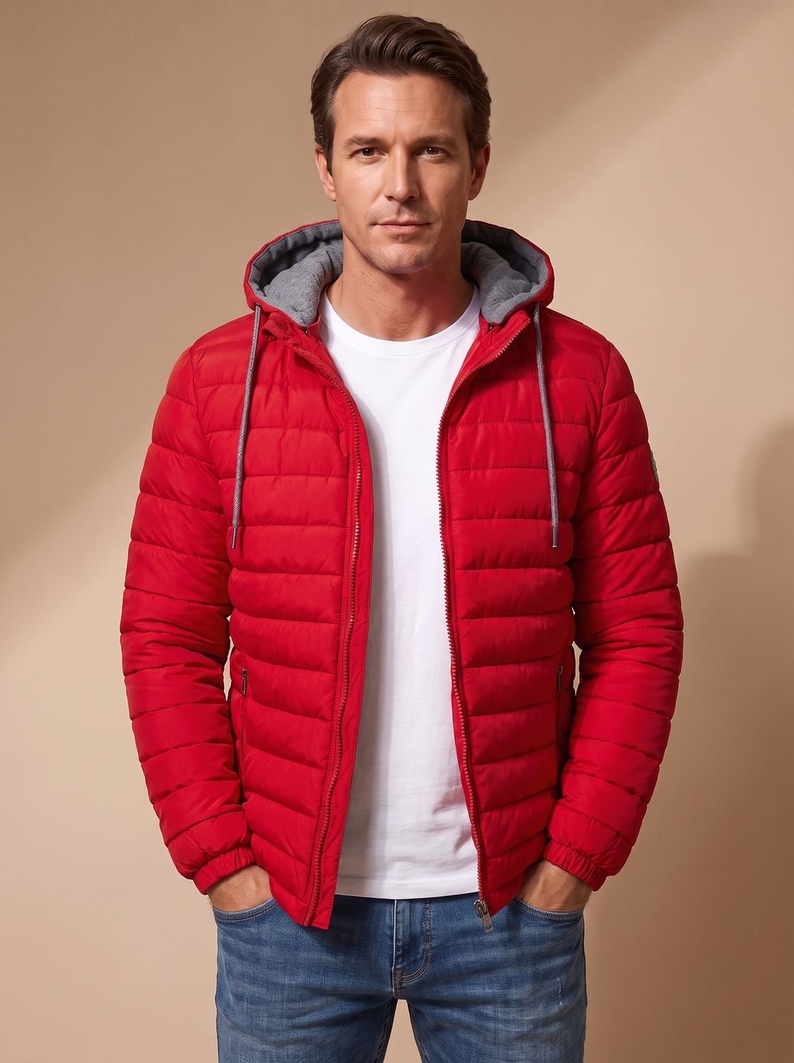 Men's Lightweight Quilted Puffer Jacket with Hood