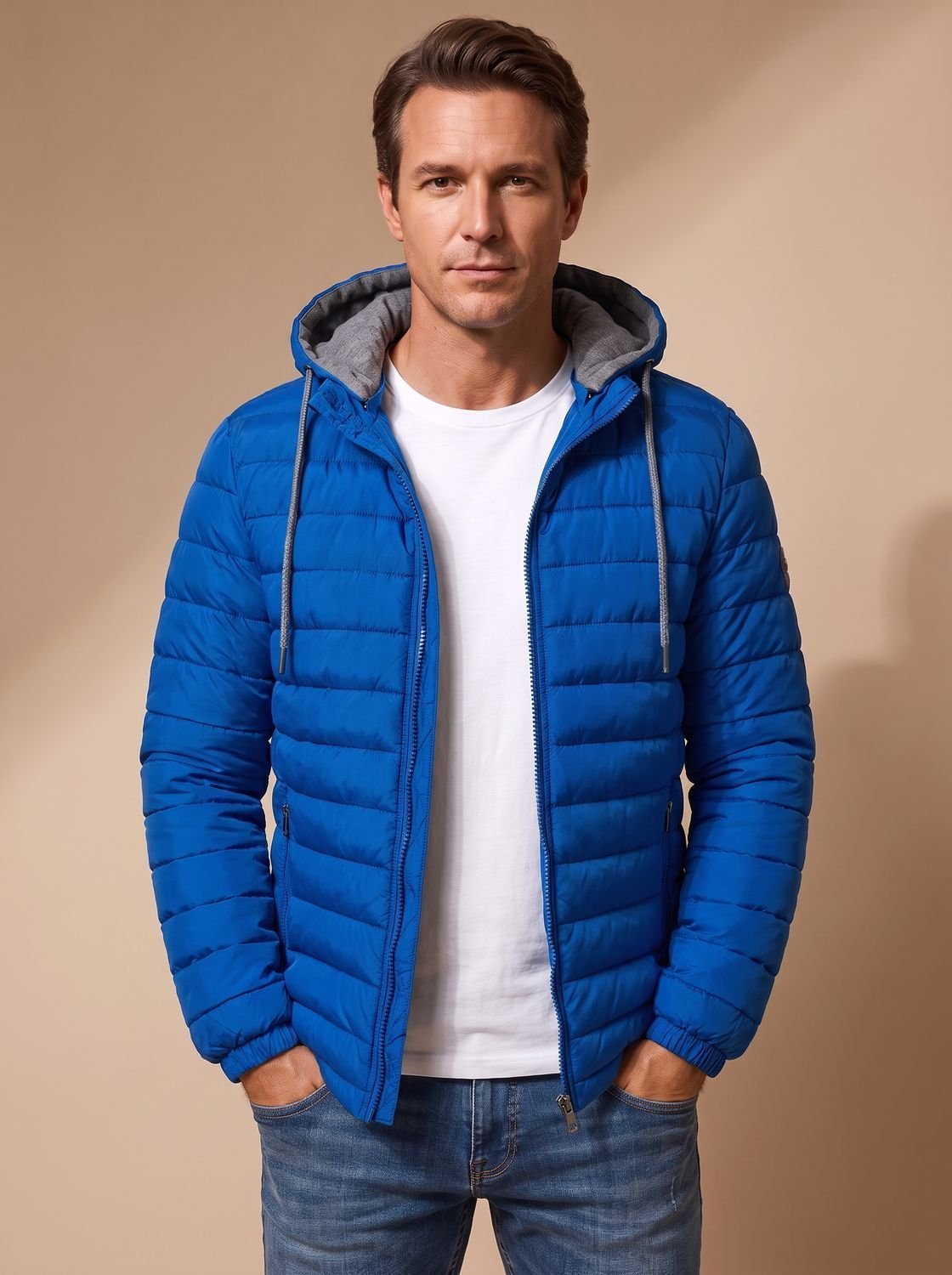 Men's Lightweight Quilted Puffer Jacket with Hood