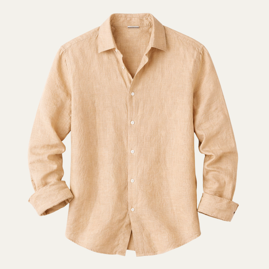 Men's Long Sleeve Shirt with Classic Collar and Button Placket - 1